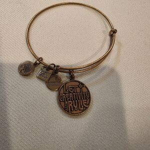 Retired Alex and Ani Let Creativity Rule Charity By Design Bangle Bracelet Gold
